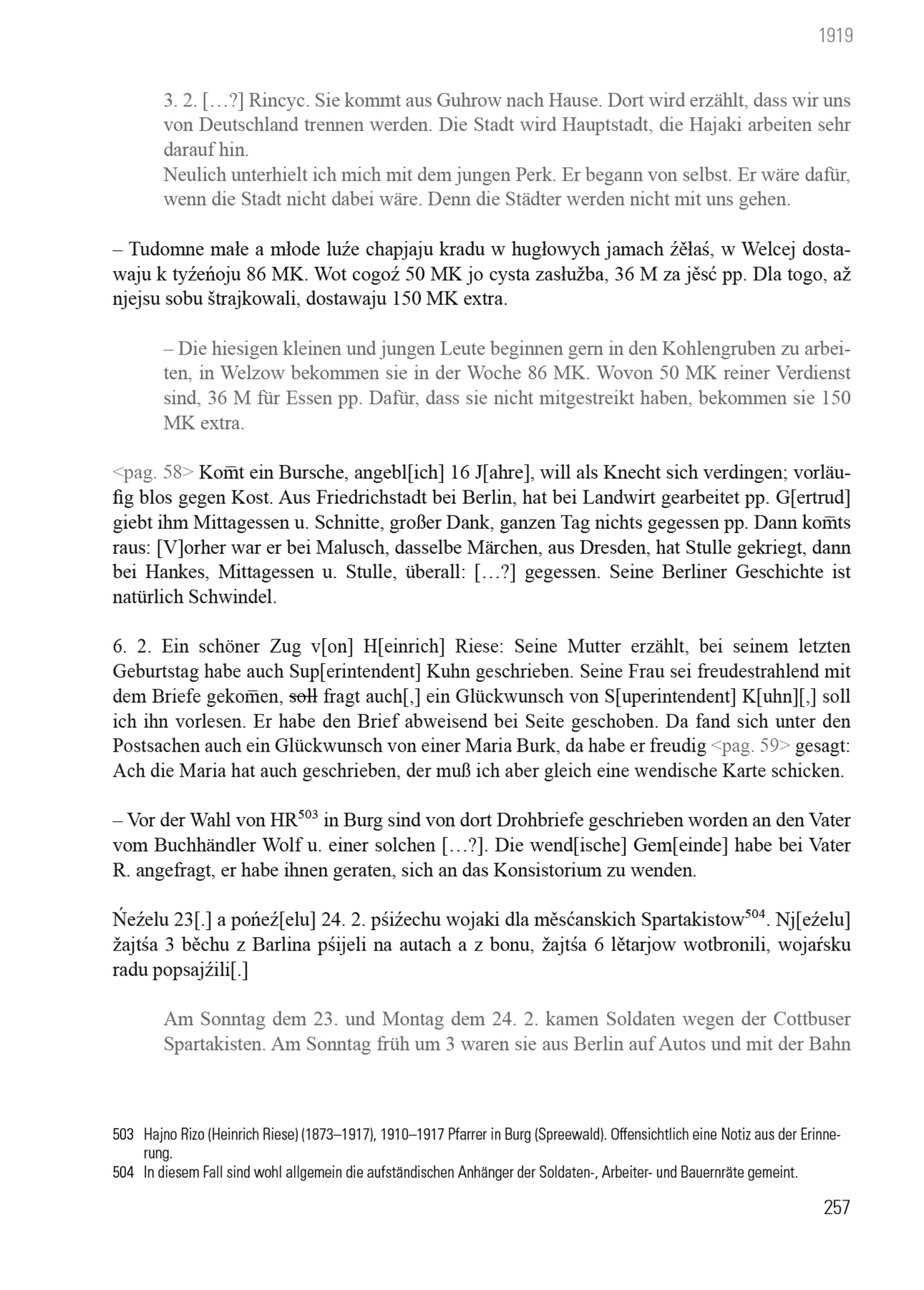 Aus dem Alltag eines wendischen Pfarrers