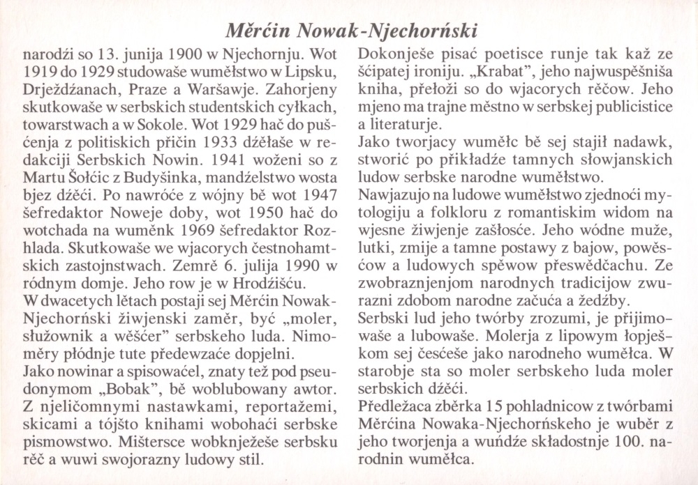 Postkartenbuch Měrćin Nowak-Njechorński
