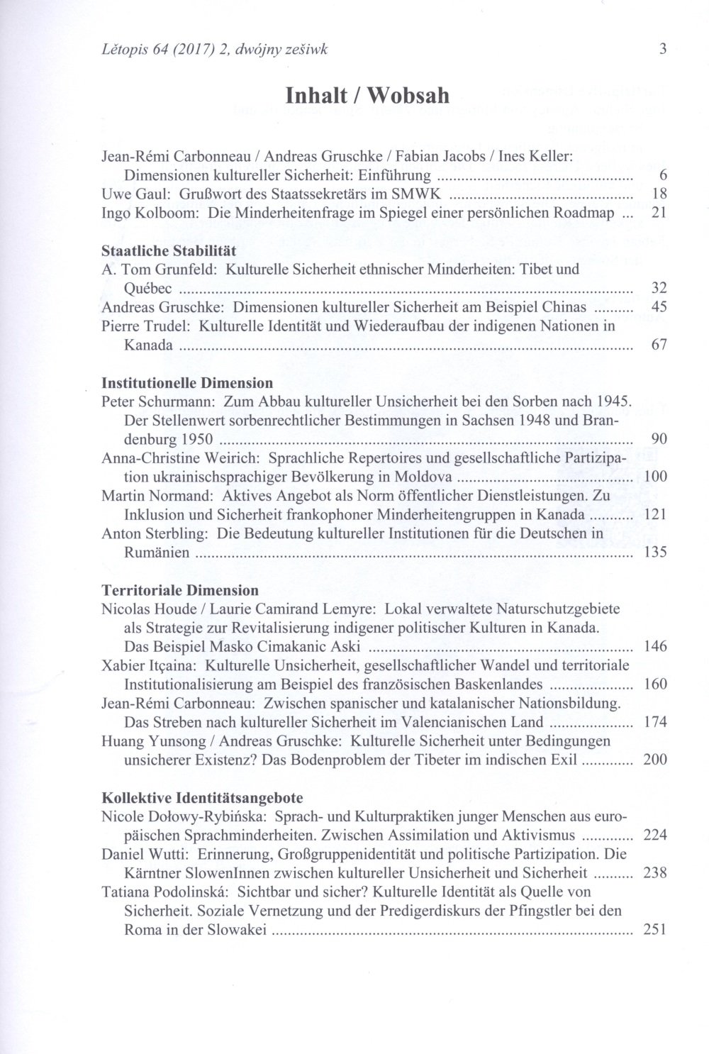 Lětopis 2/2017. Dimensionen kultureller Sicherheit bei ethnischen und sprachlichen Minderheiten