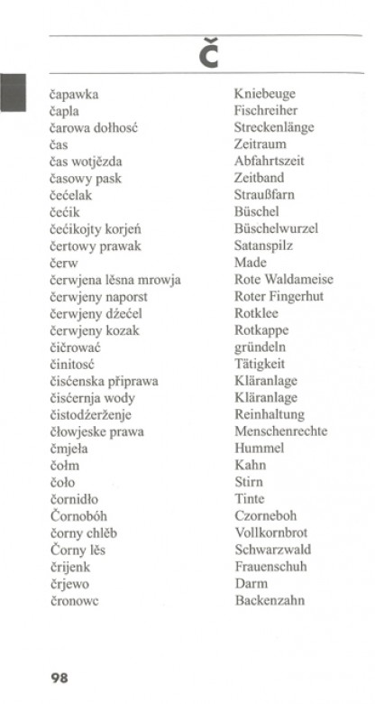 Terminologija za předmjet wěcna wučba