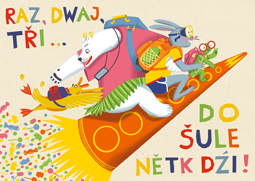 Karta • Raz, dwaj, tři do šule nětk dźi!