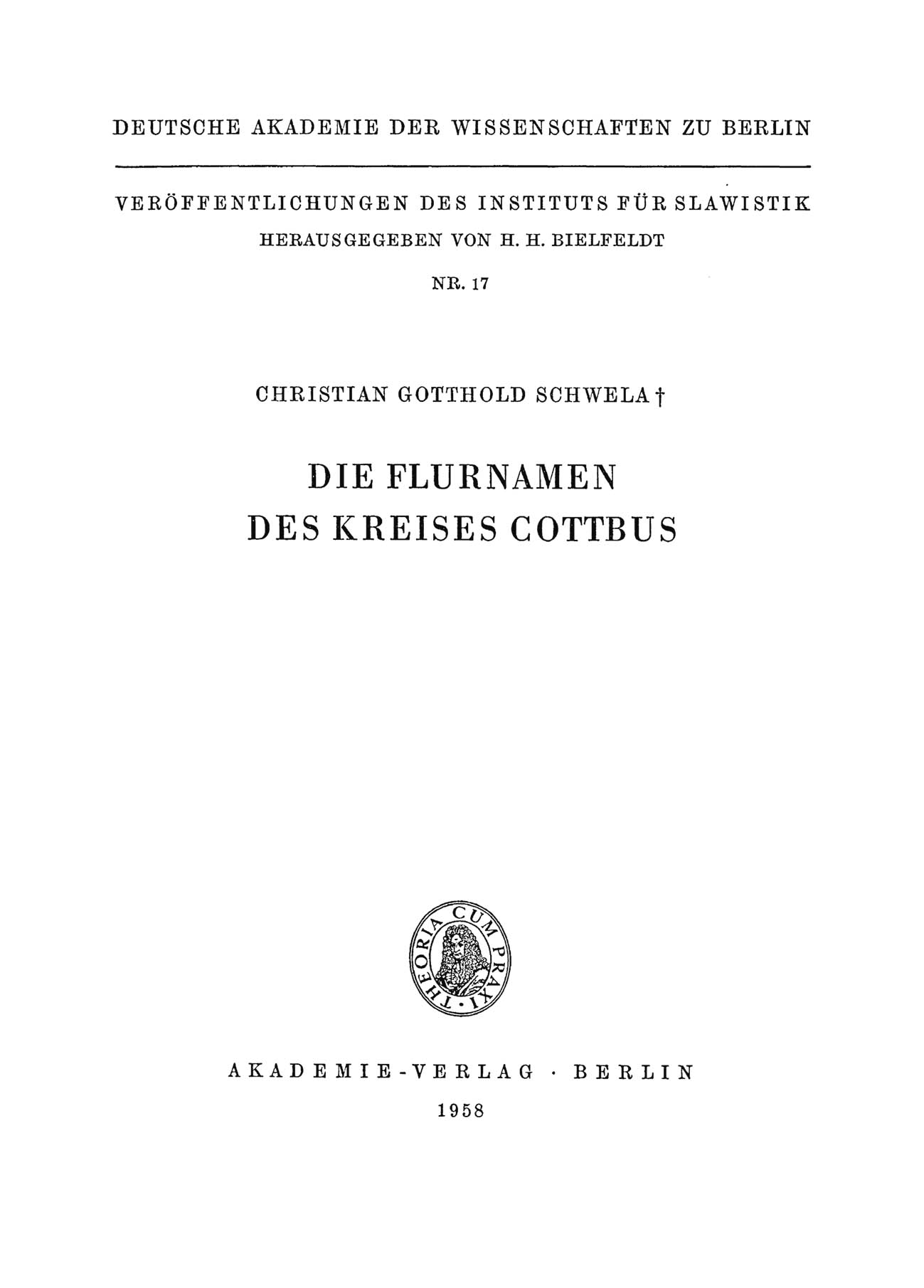Die Flurnamen des Kreises Cottbus • Stronine mjenja Chóśobuskego wobcerjenja